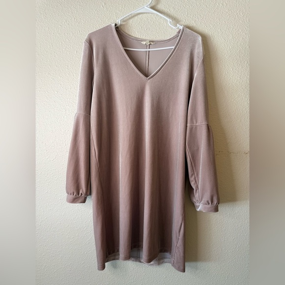 NWOT MADEWELL Velvelt Baloon Long Sleeve Blush Dress - Picture 4 of 8